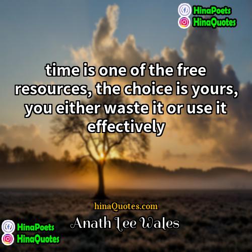 Anath Lee Wales Quotes | time is one of the free resources,